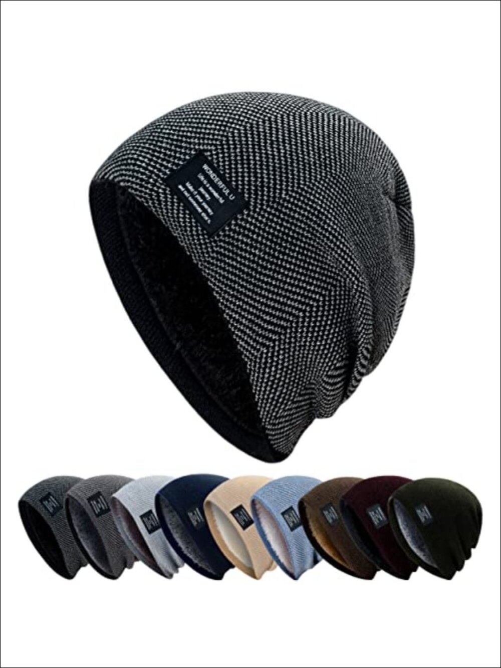 Unisex Winter Beanie Knit Fleece Lined Warm Slouchy Skull Cap